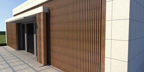 WPC Lambrin Premium Exterior. Color Almond Cepillado