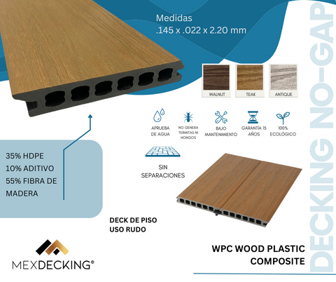 Deck Sin Separaciones. Color Teak.
