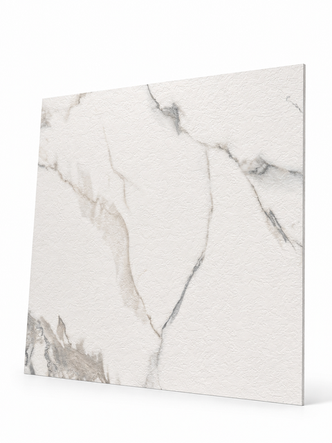 Hoja Tipo Mármol Matte Texturizado. 1.20m x 2.44m. Blanco Romano